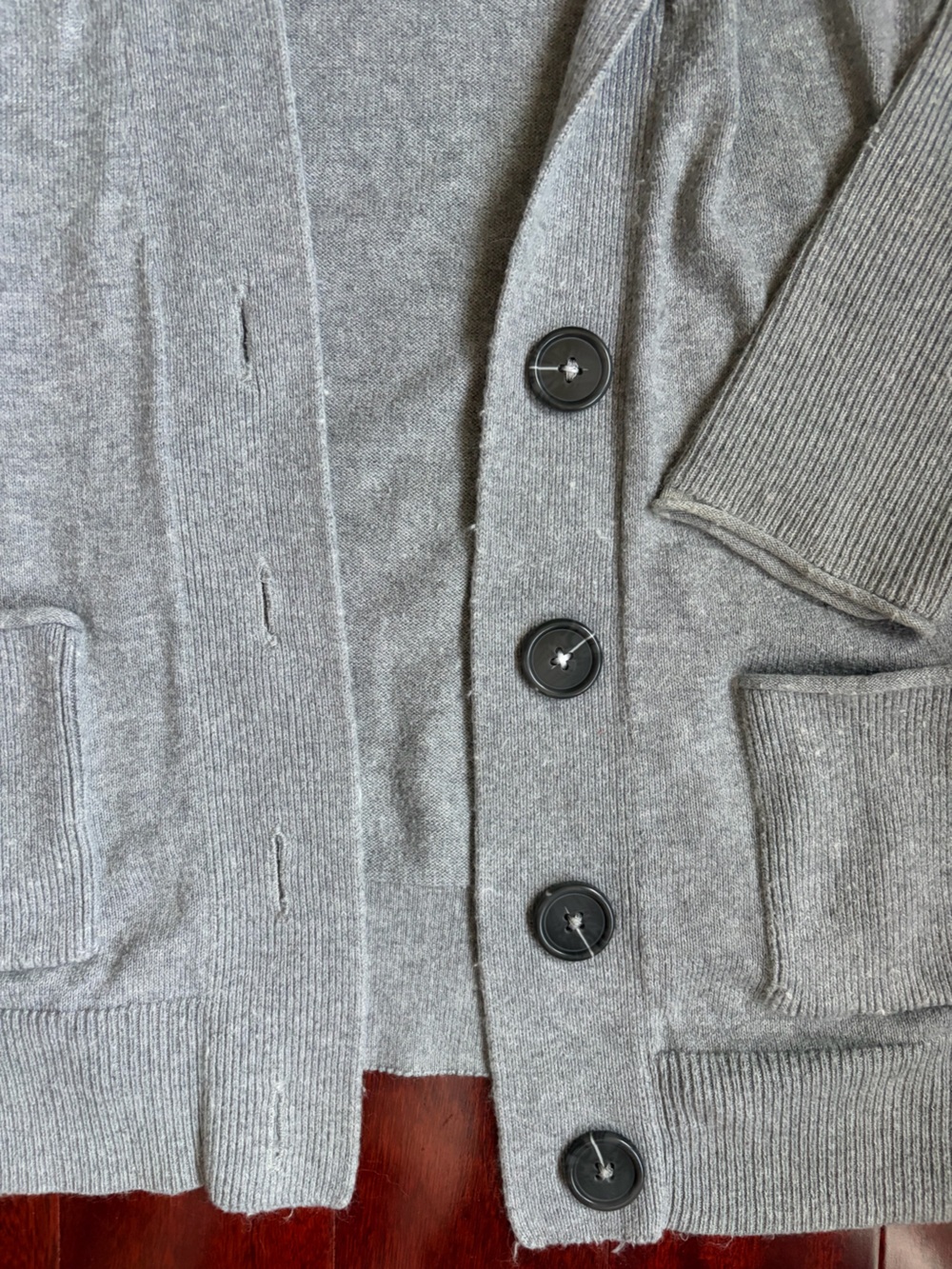 Vintage American Eagle Outfitters Light Gray Knit Cardigan with Navy Label - Picture 3 of 3
